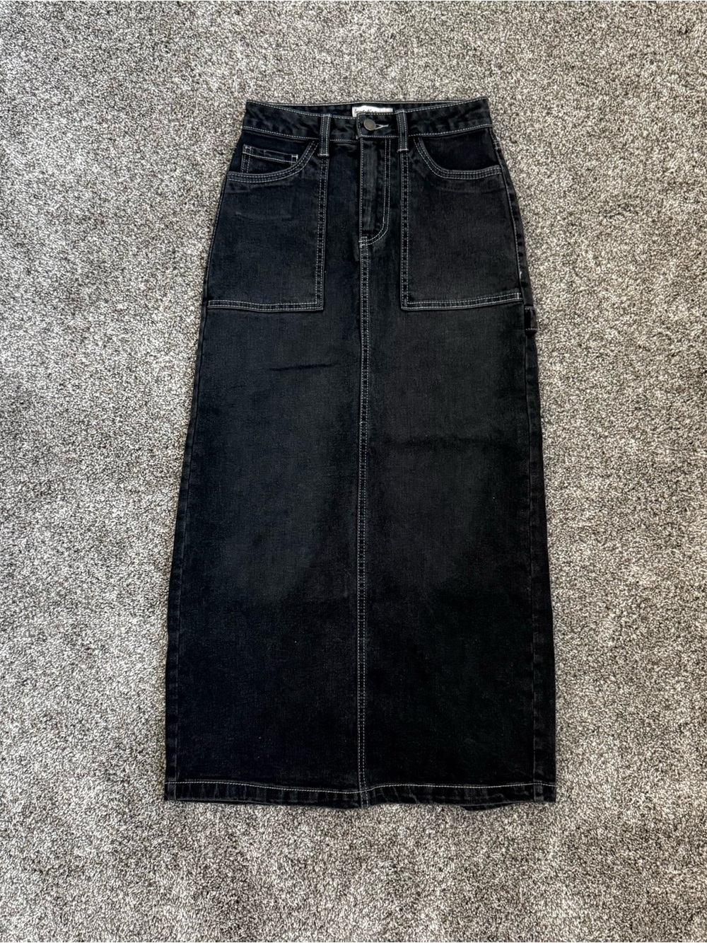 love, Fire Black Denim High-Waist Skirt